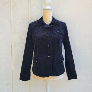 Talbots Black Faux Suede Button Blazer Jacket Women's Size 8p